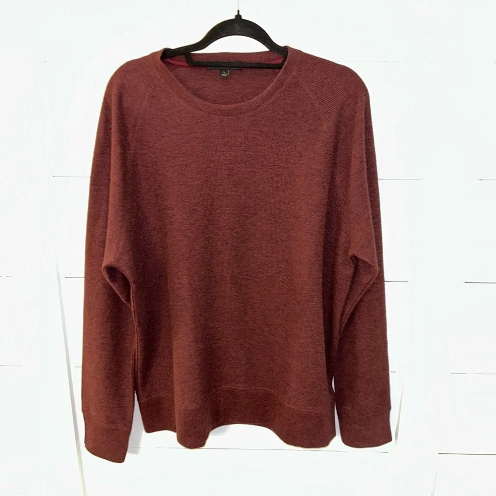 BANANA REPUBLIC L Burgundy men cotton long sleeve thermal pullover minimalist